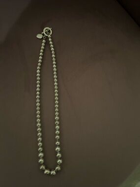 Ralph Lauren Silver Beaded Toggle Necklace